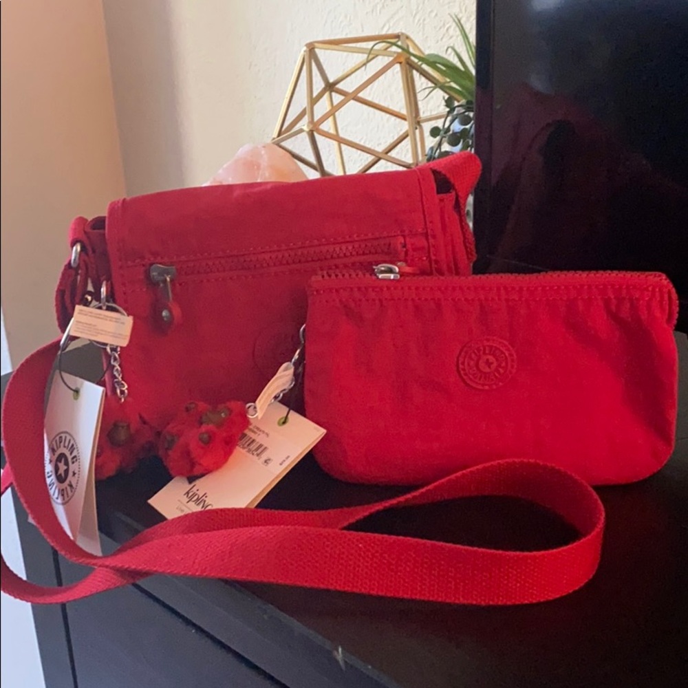 NEW! Red Kipling Crossbody with Makeup Bag